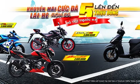 Suzuki tung ưu đãi khủng chào hè, hỗ trợ phí trước bạ khi mua xe mới